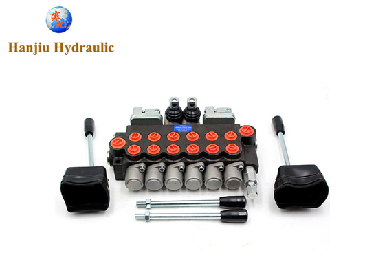 6 Spulen Hydraulisches Richtventil 11gpm 40L/min 6p40 Mit 2 Joysticks Monoblockventil